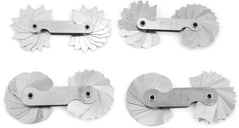 4 Stück Radius Messgeräte, Edelstahl-Radius-Filet-Messgerät Messgerät R 0, 3-1, 5, R1-6.5, R7-14.5, R15-25 füR Werkzeug-und Druckmaschinen, Maschinisten und Mehr