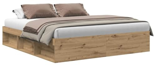 vidaXL Sängram utan madrass hantverksmässig ek 200x200cm, sovrumsmöbler, sängbotten, dubbelsäng, säng, sängbotten
