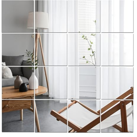 Lokiiz 10/16 Pz Adesivi Specchi Acrilici per Pareti, Piastrelle Specchio HD Fai da Te, Specchi da Parete Non in Vetro Infrangibili, Specchi Adesivi per Trucco Casa Allenamento Palestra Corridoio
