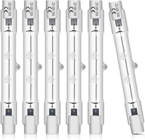 BROTOU 6 Piezas R7s Bombilla Halógena Lineal 78mm 150W 3100lm 3000K, Lámpara Reguable halógeno Blanco Cálido R7s, J78 Bombilla de Tipo para lámparas de Paisaje Pared,salón