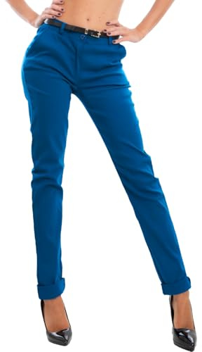 Toocool Pantalon Femme Classique Élégant Poches Taille Basse Ceinture AS-28251, bleu électrique, S