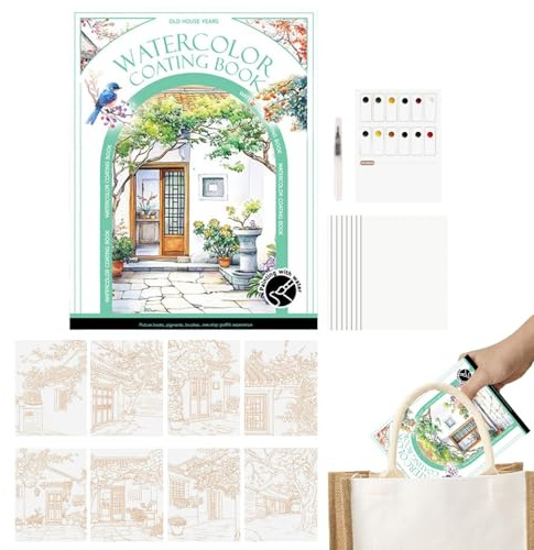 Cahier D'exercices D'aquarelle | 3-Pliant Portable - Kit de Carnet d'Aquarelle et Coloriage pour,Pour Les Débutants Les Artistes La Maison L'école Le Voyage La Détente L'anniversaire Noël