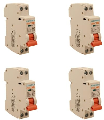 4 Pezzi Interruttore Magnetotermico Compatto 16A C16, 1P+N 6000A Curva C, Slim Solo 1 Modulo DIN 220V AC