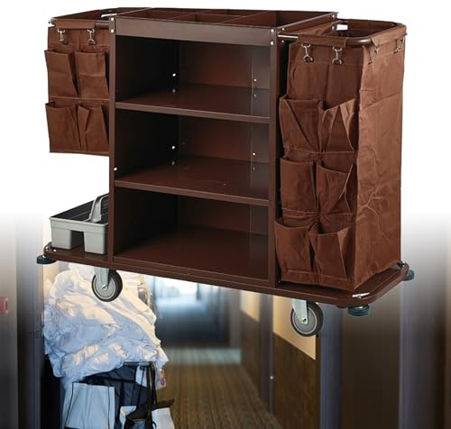 Kommersiell Städvagn, Kraftig Städvagn Med 4 Hjul Och Förvaringsfack, 3-Vånings Verktygsvagn För Städmaterial För Hotell/Kontor/Skolor