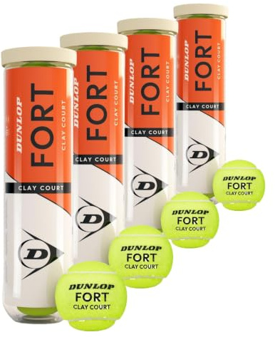 DUNLOP Pelota de Tenis Fort Clay Court: la Profesional en Tierra Batida (4 Pelotas) (Paquete de 4)