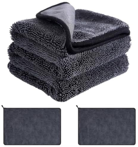 Homeponnew Confezione da 3 asciugamani in microfibra per lavaggio auto, 40 x 60 cm, panni per la pulizia super assorbenti per auto, casa, bagno e moto, grigio