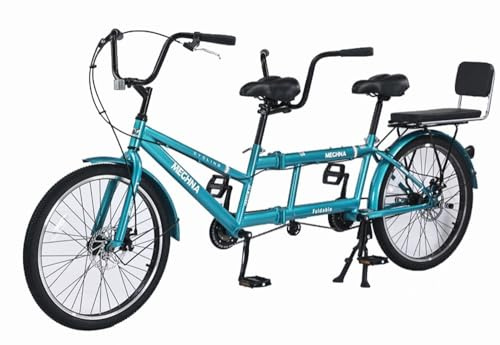 Folding Tandem Bicycle for Adults 24 Inch Wheels 7 Speed Beach Cruiser Bike