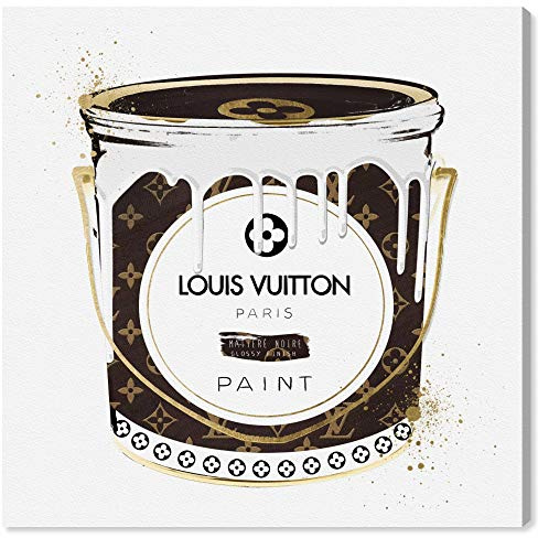 The Oliver Gal Artist Co. Fashion and Glam Wall Art Canvas Prints 'Custom Luxurious Paint Can' Home Décor, 30 x 30, Brown, Gold