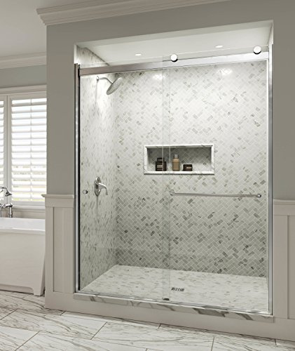 Basco Shower Door RTLH05B5270CLSV Rotolo Sliding Shower Door, Chrome, 48-52 in. W x 70 in. H, 1/4 in. Clear Tempered Glass