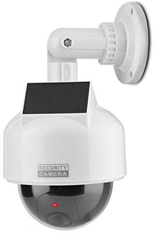 Caméra de Surveillance Solaire Professionnelle Speed Dome Dummy Fake factice - Caméra de Surveillance d'extérieur - avec Objectif et lumière LED Rouge - Surveillance des Marchandises, 720p