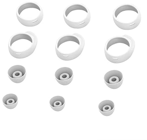 Wiki VALLEY Ohrstöpsel-Set für Galaxy Buds Plus SM-R175 Ohrhörer, rutschfeste Ohrbügel-Set, Ersatz, Silikon-Ohrstöpsel, Flügelspitzen für Samsung Galaxy Buds 2019 SM-R170, Weiß, 12-teilig