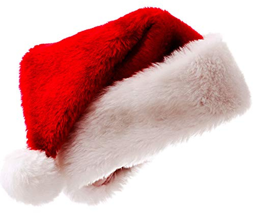 Cappello di Natale Cappello Babbo Natale Cappello da Babbo Natale Bambino Adulto Tessuto in Velluto Rosso Natale Unisex