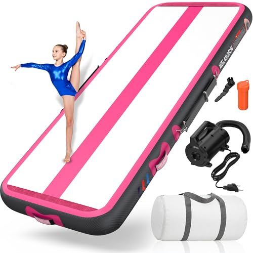 WelandFun Air Training Mats 10ft/13ft/16ft/20ft Inflatable Gymnastics Tumbling Mat 4/6/8 inchs Thickness Mats for Home Use/Gym/Yoga/Training/Cheerleading/Outdoor/Beach/Park wih Electric Air Pump