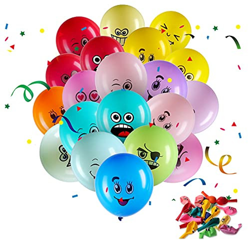 Threan 20 Pièces Série Ballons de Fête Couleur Ballons Mignons pour Fête d'Anniversaire Décor (Sourire)