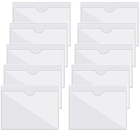 Pinsheng 10 Stück Visitenkartentaschen Selbstklebend 9 x 12cm, Transparent Selbstklebende Visitenkartenhüllen Etikettenhalter, Parkscheinhalter Windschutzscheibe für Karten Schützen