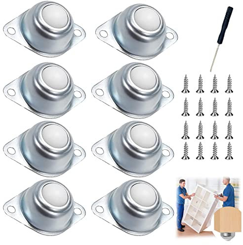 Kugelrollen Möbelrollen，8 Stück Kugelrollen für Möbel Kugelrollen Schwerlast Möbelrollen Flach Rollen für Möbel für Möbel Schiebe Schlitten Förderrolle mit 20 Schrauben für Möbel Schiebe Schlitten