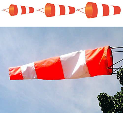 SPORTARC Manica a vento per aeroporto rosso e bianco, in poliestere rip-stop, per misurare il vento, per giardino all'aperto, 60/80/100 cm