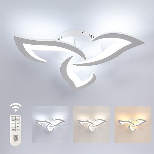 Comely LED Ceiling Light Dimmable, Modern Acrylic Ceiling Lamp 35W 3937LM, 3000K-6500K, Ceiling Lighting Fixture with Remote Control for Bedroom Living Room, Dia 58cm, White