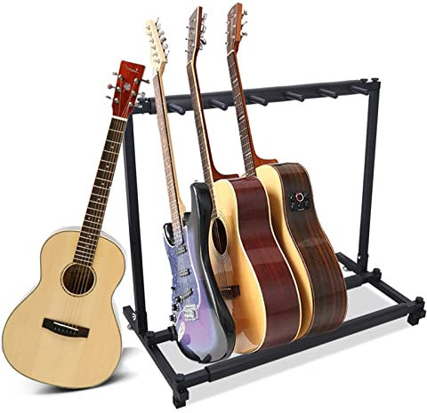 SABUIDDS 5-Fach Gitarrenständer Universell Passend Multistand Guitar Stand mit Mehreren Halterungen, Gitarrenstand, Gitarrenhalter, für Akustik, E-Gitarre, Akustikbass, Gitarrensammler Geschenk