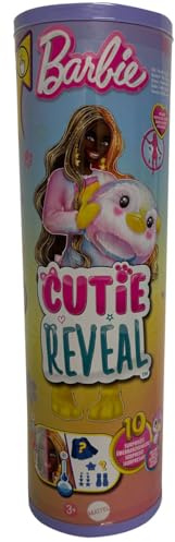 Barbie Cutie Reveal Puppe und Accessoires, Batik-Pinguin-Plüschkostüm und 10 Überraschungen mit Farbwechsel, Color Dream-Reihe, HRK40