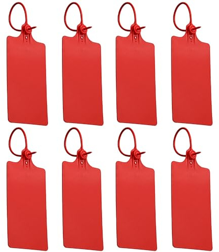 Sellos de envío de plástico impermeables, 100 uds. Etiquetas de envío de seguridad rojas escribibles con brida de plástico, etiquetas colgantes en blanco, etiquetas de brida para etiquetado e
