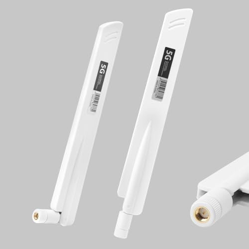 Antena 5G LTE con amplificación de señal de alto rendimiento – 18DBI SMA/TS9 Omnidireccional WiFi Antena Hogar Exterior para Router, Booster y Cámara FPV Adaptador USB - Blanco Gainer