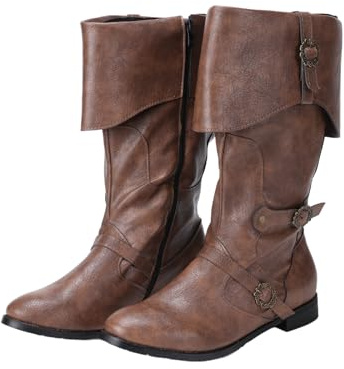 Bottes médiévales à enfiler pour homme et femme style Renaissance gothique mi-mollet pour Halloween Cosplay