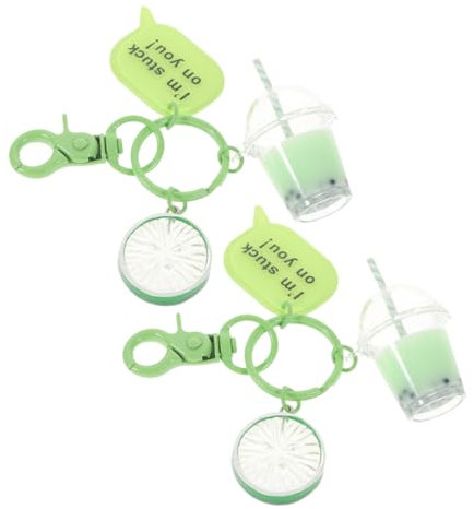 Holibanna Porte-clés Bubble Tea Fantaisie Liquide Flottant Vert Clair 2 Pièces Breloques Mignonnes Pour Paquet à Main Et Clés Accessoires Décoratifs Pour Femmes Et Filles