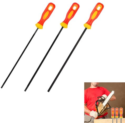 3 Pcs Chainsaw File,Chainsaw Sharpener Chain,Sharpening Files,Chainsaw Chain Sharpening File,Round Chainsaw File,Mower Chain Saw Sharpening File 3.2/4.0/4.8/5.5mm for Sharpen Low Profile Saw Chains