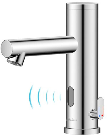 Achelous Robinet infrarouge de salle de bain pour lavabo de salle de bain - Robinet de lavabo automatique - Lavabo à main - Mitigeur de salle de bain - Fonctionnement à piles - Lavabo de salle de bain