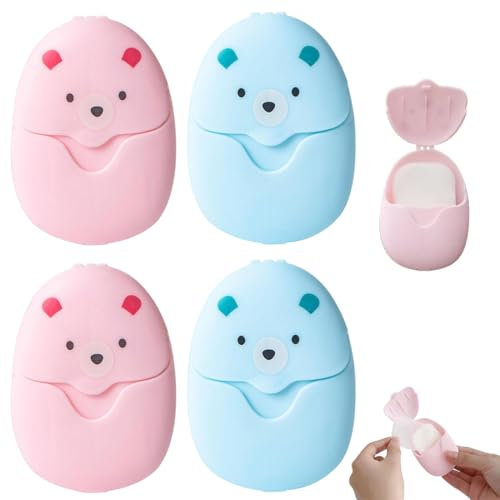 LAJUP Sapone In Fogli Da Viaggio 200 Fogli Di Sapone Portatili Mini Sapone Fogli Foglie Di Sapone Di Carta Usa E Getta Per Viaggi, Attività All'Aperto E Campeggio (4 Scatole)