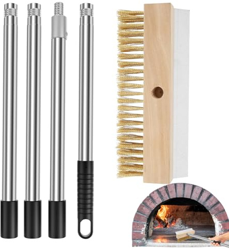 Cepillo para Horno De Pizza - Cepillo Limpiador Parrillas 149 Cm - Herramienta Resistente Al Calor con Raspador para Parrillas Barbacoa - Suministros Cocina Profesional para Exteriores Y Restaurantes