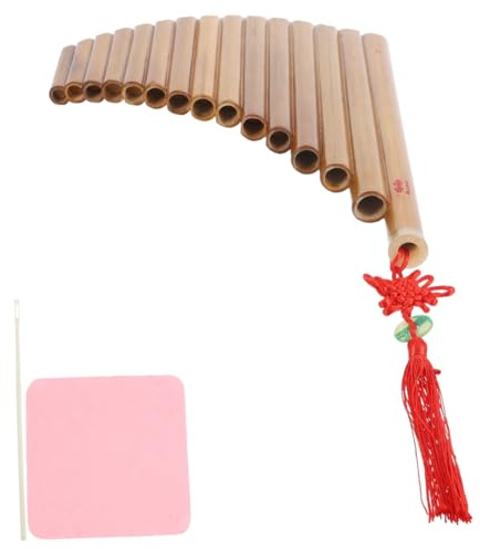 HEATSHAKING Bamboo Pan Flute Row Flute Portable Panpipe for Music Lover Beginner Wind Instrument Cleaning Stick and Cloth for Musical Instrument Color Style