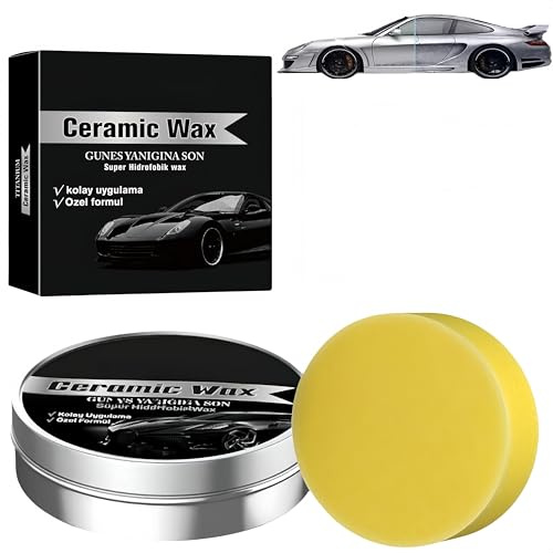 2025 Cire de polissage pour revêtement de voiture à protection forte, crème de cire céramique titane, pâte anti-rayures avec éponge, protection forte pour voiture (1 Pièce)