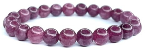 Felicidade Naturligt lepidolitarmband - 8 mm pärlor - elegant och lugnande smycke - unisex armband i äkta halvädelsten - mode, energi och litoterapi