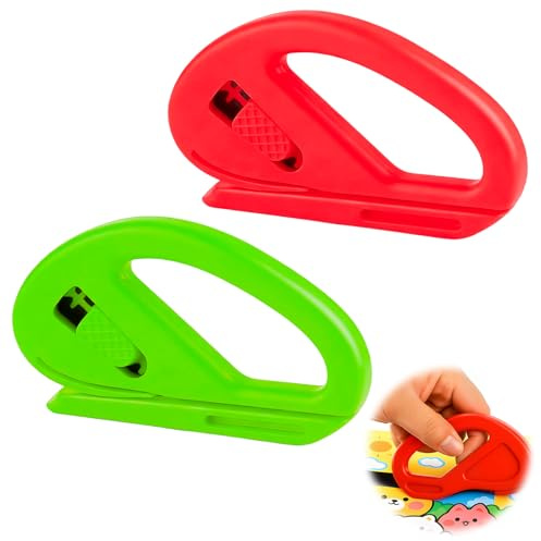 2 Pièces Coupe papier cadeau, Decoupe Papier Cadeau, Gift Wrap Cutter - Idéal pour emballer vos cadeaux de Noël, d'Halloween, d'anniversaire et pour toutes les fêtes - rouge et vert