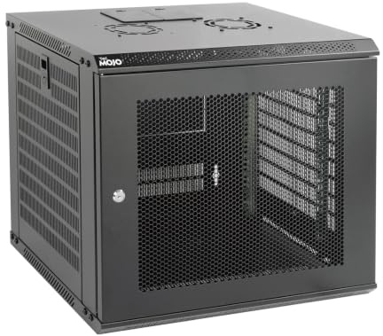 Tecmojo 19 Pulgadas 9U Gabinete de Red,450mm de Profundidad,para Montaje en Pared,Gabinete de Servidor de Red IT de 19, Puerta y Paredes Laterales con Cerradura,Puerta Perforada,Negro
