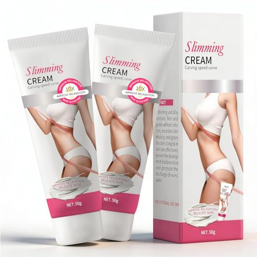2 x 50gCrème Amincissante Ventre – Crème Anti Cellulite Puissante avec Extraits Naturels, Absorption Rapide, Raffermissante pour Cuisse, Hanche, Taille, Hommes et Femmes