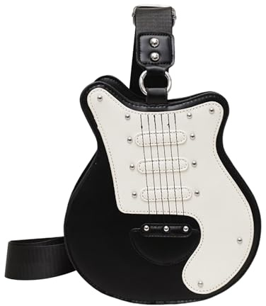 Sac à bandoulière en cuir style guitare pour adolescentes et femmes, design punk polyvalent avec double usage bandoulière et sac à dos, tendance pour les sorties quotidiennes et les concerts, taille