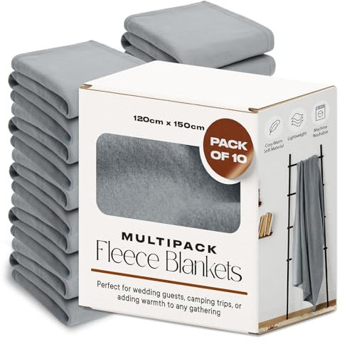 Dreamscene Wholesale 10 x Plain Fleece Blanket Bulk Warm Sofa Throw Over Joblot - 120 x 150cm, Silver Grey