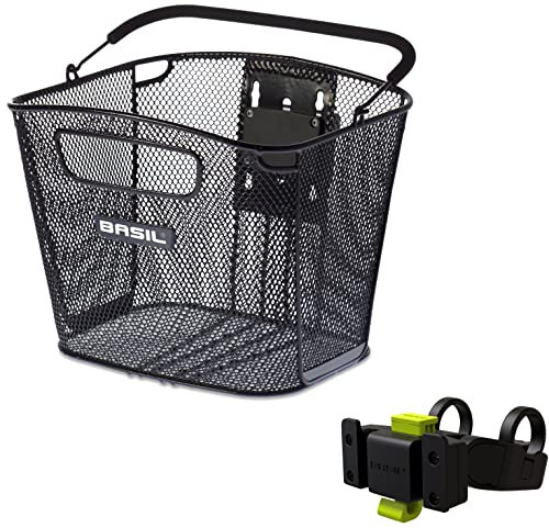 Basil Unisex – Erwachsene Bold Front KF Lenkerschafthalter Fahhradkorb, Black, 28 cm x 34 cm x 27 cm, BAS11242