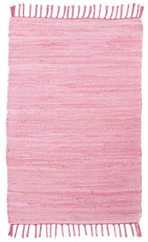 Theko Young Fashion Klassischer Teppich strapazierfähig aus 100% Baumwolle in der Farbe Rosa 250, Maße: 120cm x 60cm, 415037