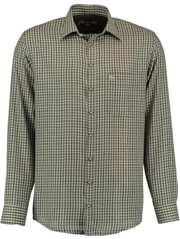 OS Trachten® Camicia da caccia con colletto e 1 tasca sul petto, Vestibilità: Regular Fit verde 47-48