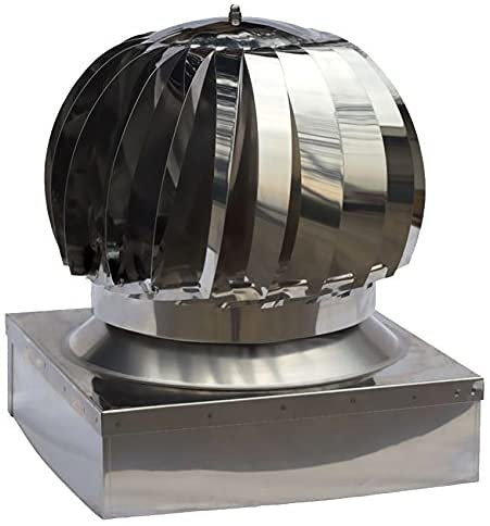 Fumaiolo Comignolo Canna Fumaria Camino Cappello Testa Girevole Base Quadrata In Acciaio Inox attacco maschio (CM 27 X 27)