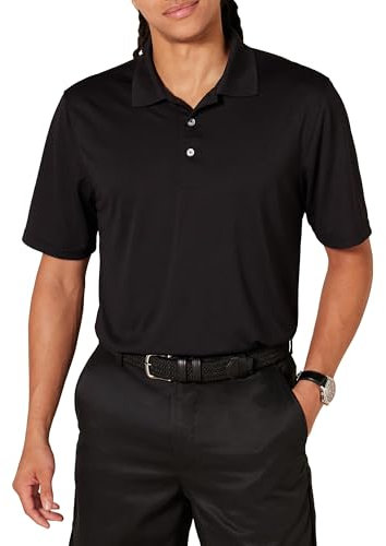 Amazon Essentials Herren Golf-Poloshirt, Feuchtigkeitsableitend Schnell Trocknend, Kurzarm, Schwarz, M
