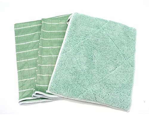 Multitanks Kit de 2 Chiffons Microfibres en Bambou et 1 Lavette Double Face en Bambou Lavable pour Tout Nettoyer