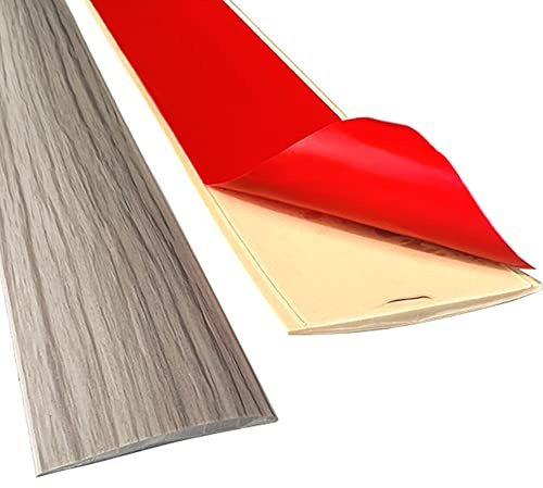 Floor Transition Strip Self Adhesive Laminate Floor Strip Threshold Seam Cover Strip Vinyl Door Floor Trim Elegant Wood Grain Design (Grey Wood Grain, 2/6.6 FT)