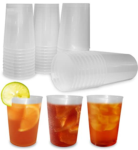 100 Vasos de Sidra 600 ML Reutilizables - Plástico Duro Irrompible - Uso en Fiestas, Oficina o Camping - Ecológico sin BPA - Para Agua, Cocktail, Cubatas, Gin Tonic y Cerveza