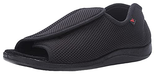 Pantofole Regolabili per Uomo Scarpe per Diabetici con Piedi Gonfi E Molto Larghi Traspiranti Antiscivolo Taglia Grande,Nero,49 EU