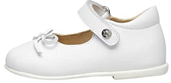 Naturino Ballerine in Pelle con Fiocco, Bianco-Argento 27